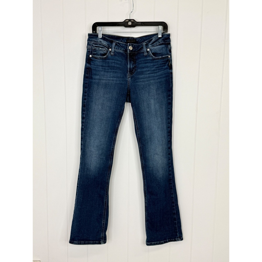 Silver Jeans Blue Elyse Slim Boot Jeans Women 29x33 Dark Wash Stretch Mid Rise